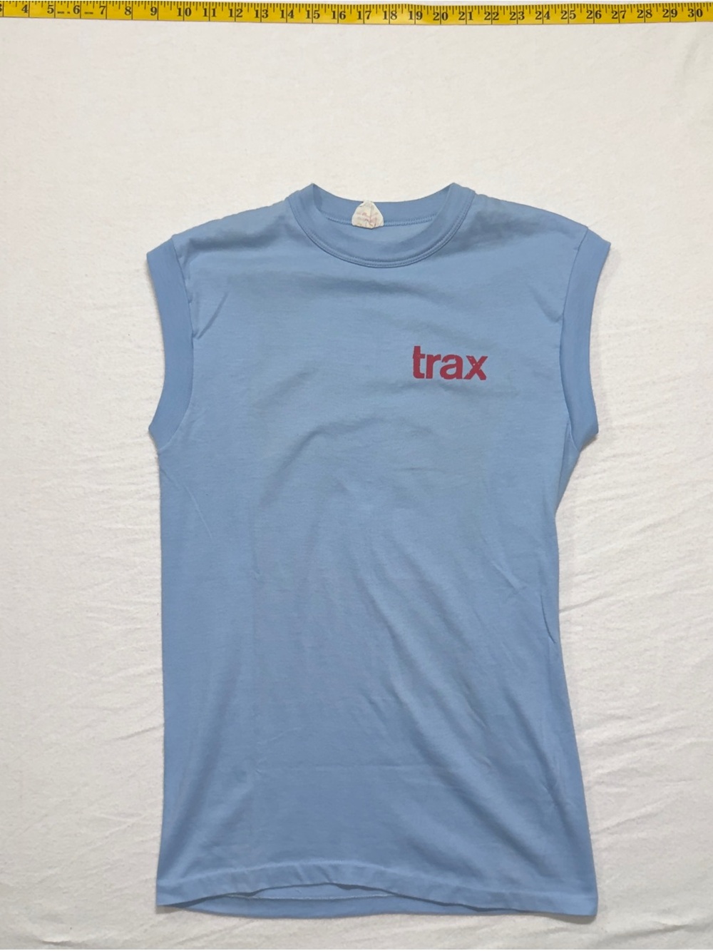 1980s penmans Light Blue Sleeveless Tank with Red Logo genuine vintage workout